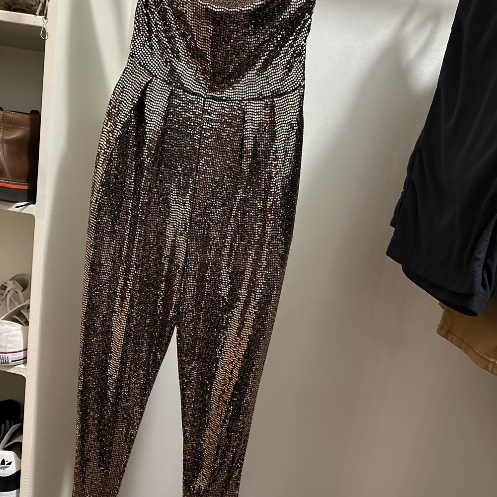 AKIRA Black and Silver Metallic Jumpsuit
